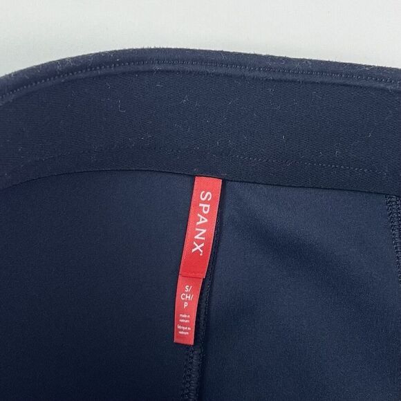 Spanx perfect Faux Suede Flare Pull on Pants S Navy Stretch High Waisted - Picture 4 of 14